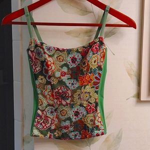 On Gossamer Bustier Green Sequined & Embroidered Size Small